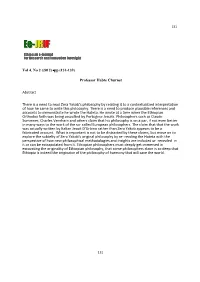 Abstract There Is a Need to Read Zera Yakob's Philosophy by Relating It To