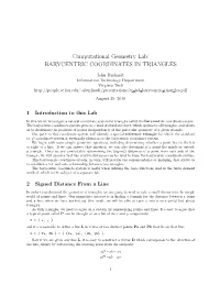 Barycentric Coordinates in Triangles