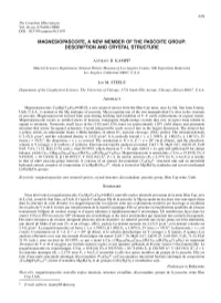 Magnesiopascoite, a New Member of the Pascoite Group: Description and Crystal Structure