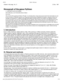 Monograph of the Genus Pythium J
