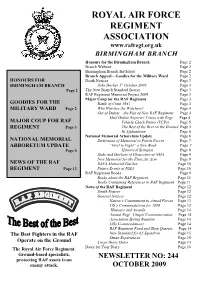 October 2009 Page 3 Page 2 the New Branch Standard Bearer Page 3