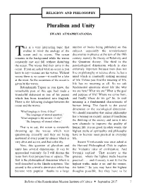 Pluralism and Unity Religion and Philosophy