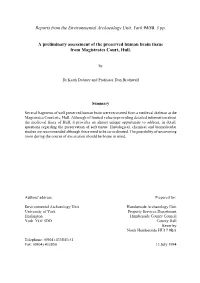 Reports from the Environmental Archaeology Unit, York 94/38, 3 Pp