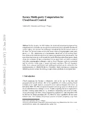 Secure Multi-Party Computation for Cloud-Based Control