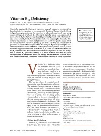 Vitamin B12 Deficiency ROBERT C