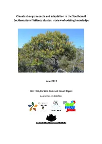 Climate Change Impacts and Adaptation in the Southern & Southwestern Flatlands Cluster: Review of Existing Knowledge