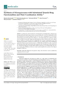 Synthesis of Silsesquioxanes with Substituted Triazole Ring Functionalities and Their Coordination Ability †