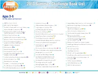 2013 Summer Challenge Book List TM