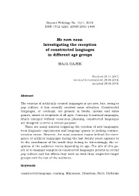 Me Nem Nesa: Investigating the Reception of Constructed Languages in Different Age Groups
