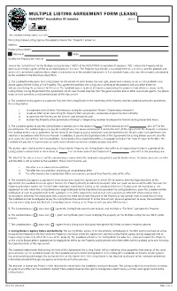 Multiple Listing Agreement Form (Lease)-Print.Indd