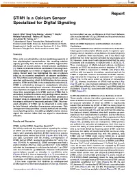 Report STIM1 Is a Calcium Sensor Specialized for Digital Signaling