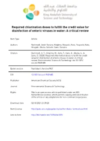 Required Chlorination Doses to Fulfill the Credit Value for Disinfection of Enteric Viruses in Water: a Critical Review