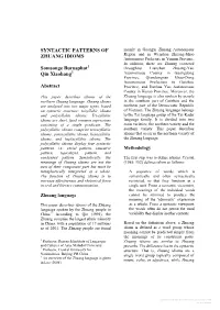 SYNTACTIC PATTERNS of ZHUANG IDIOMS Somsonge