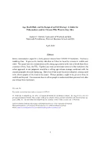 Age, Death Risk, and the Design of an Exit Strategy: a Guide for Policymakers and for Citizens Who Want to Stay Alive