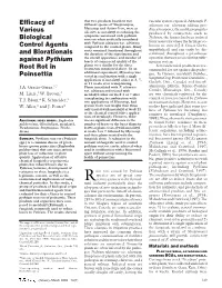 Efficacy of Various Biological Control Agents and Biorationals Against