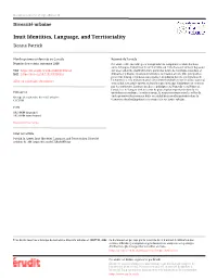 Inuit Identities, Language, and Territoriality Donna Patrick