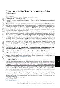 Planalyzer: Assessing Threats to the Validity of Online Experiments