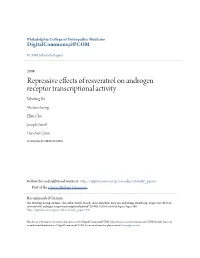 Repressive Effects of Resveratrol on Androgen Receptor Transcriptional Activity Wenfeng Shi