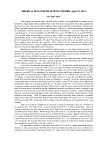 SIDEREAL MONOMYTH SETTING PRIMER (April 15, 2019) OVERVIEW