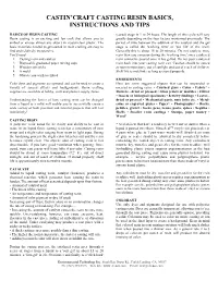 Castin'craft Casting Resin Basics, Instructions and Tips