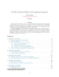 CS 252R: Advanced Topics in Programming Languages