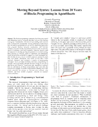 Moving Beyond Syntax: Lessons from 20 Years of Blocks Programing in Agentsheets