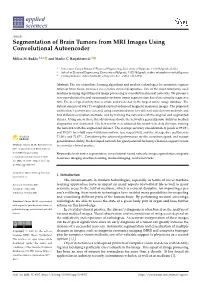 Segmentation of Brain Tumors from MRI Images Using Convolutional Autoencoder