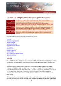 The Year 2012: Slightly Cooler Than Average for Most Areas