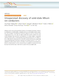Unsupervised Discovery of Solid-State Lithium Ion Conductors