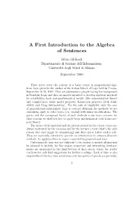 A First Introduction to the Algebra of Sentences