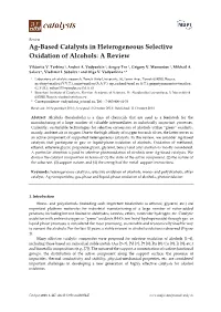 Ag-Based Catalysts in Heterogeneous Selective Oxidation of Alcohols: a Review