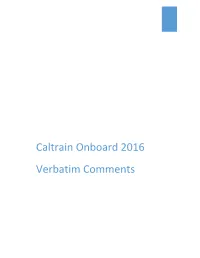Caltrain Onboard 2016 Verbatim Comments
