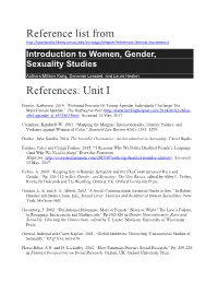 Reference List from Introduction to Women