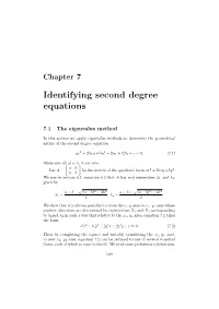Chapter 7: Identifying Second Degree Equations