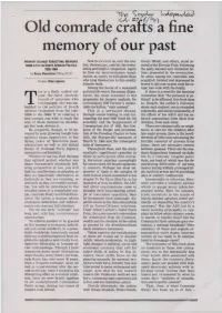 Old Comrade Crafts a Fine Memory of Our Past