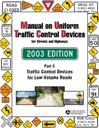 Part 5 Traffic Control Devices for Low-Volume Roads