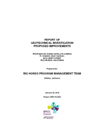 Report of Geotechnical Investigation Proposed Improvements