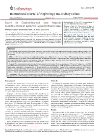 Study of Gastrointestinal and Hepaticmanifestations in Systemic Lupus Erythematosus