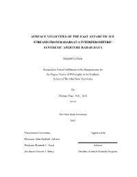 Surface Velocities of the East Antarctic Ice Streams from Radarsat-1 Interferometric Synthetic Aperture Radar Data