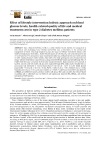 Effect of Lifestyle Intervention Holistic Approach on Blood Glucose Levels