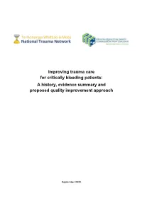 Improving Trauma Care for Critically Bleeding Patients: a History, Evidence Summary and Proposed Quality Improvement Approach