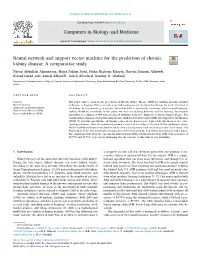 Neural Network and Support Vector Machine for the Prediction of Chronic Kidney Disease: a Comparative Study T