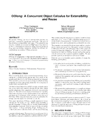 Oolong: a Concurrent Object Calculus for Extensibility and Reuse