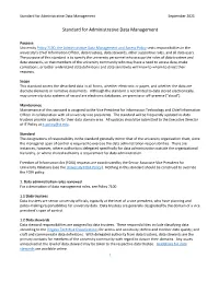 Standard for Administrative Data Management September 2021