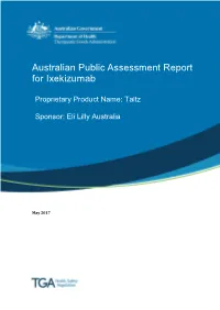 Australian Public Assessment Report for Ixekizumab