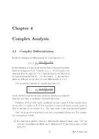 Chapter 4 Complex Analysis