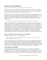 Entropy According to Boltzmann Kim Sharp, Department of Biochemistry and Biophysics, University of Pennsylvania, 2016