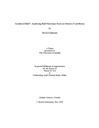 Gendered Bail?: Analyzing Bail Outcomes from an Ontario Courthouse