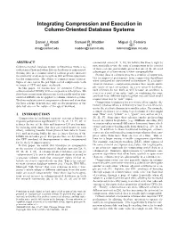 Integrating Compression and Execution in Column-Oriented Database Systems