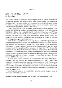 John Joubert: 1927 – 2019 by Chris Bye